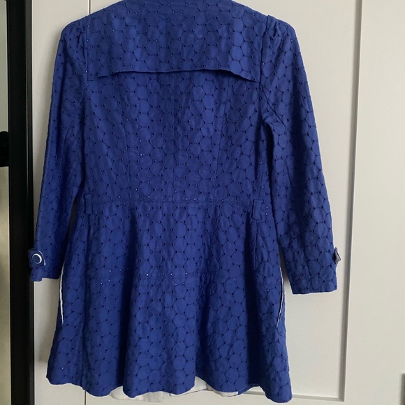 OLIVE DES OLIVE Blue Eyelet Coat Beautiful Buttons - Picture 5 of 7